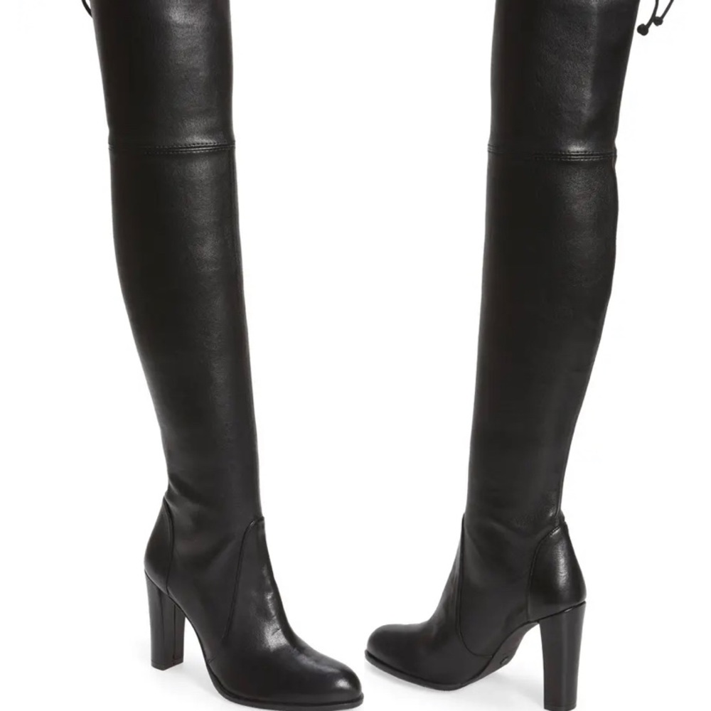 Stuart Weitzman Highland Black Leather Over the Knee Boots